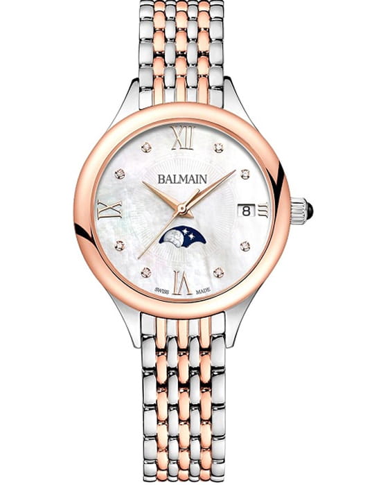 Balmain Balmain De Balmain B4918.33.85  B4918.33.85 кварцевые женские часы белый циферблат, браслет нержавеющая сталь с pvd-покрытием — вид спереди